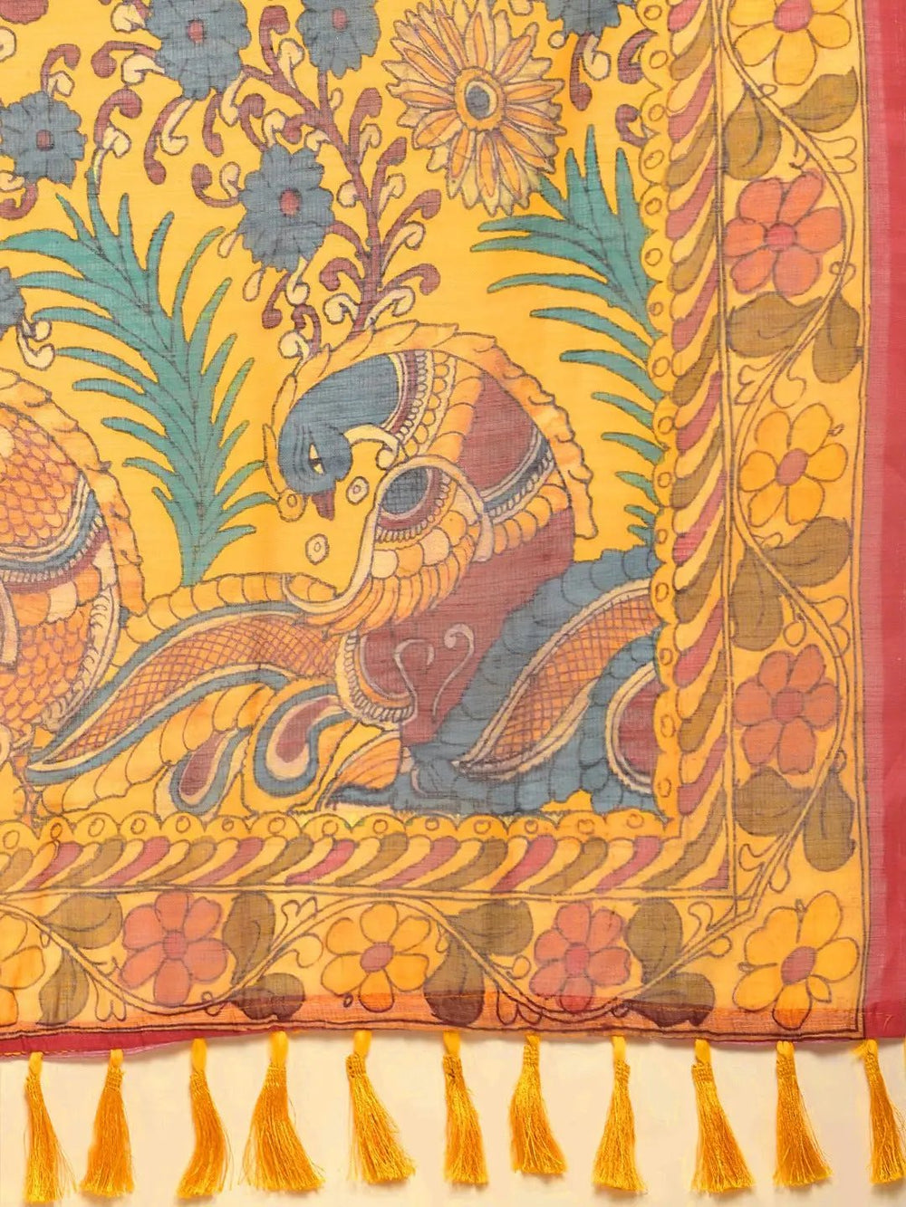  Latest Digital Print Kalamkari Linen Saree Collection