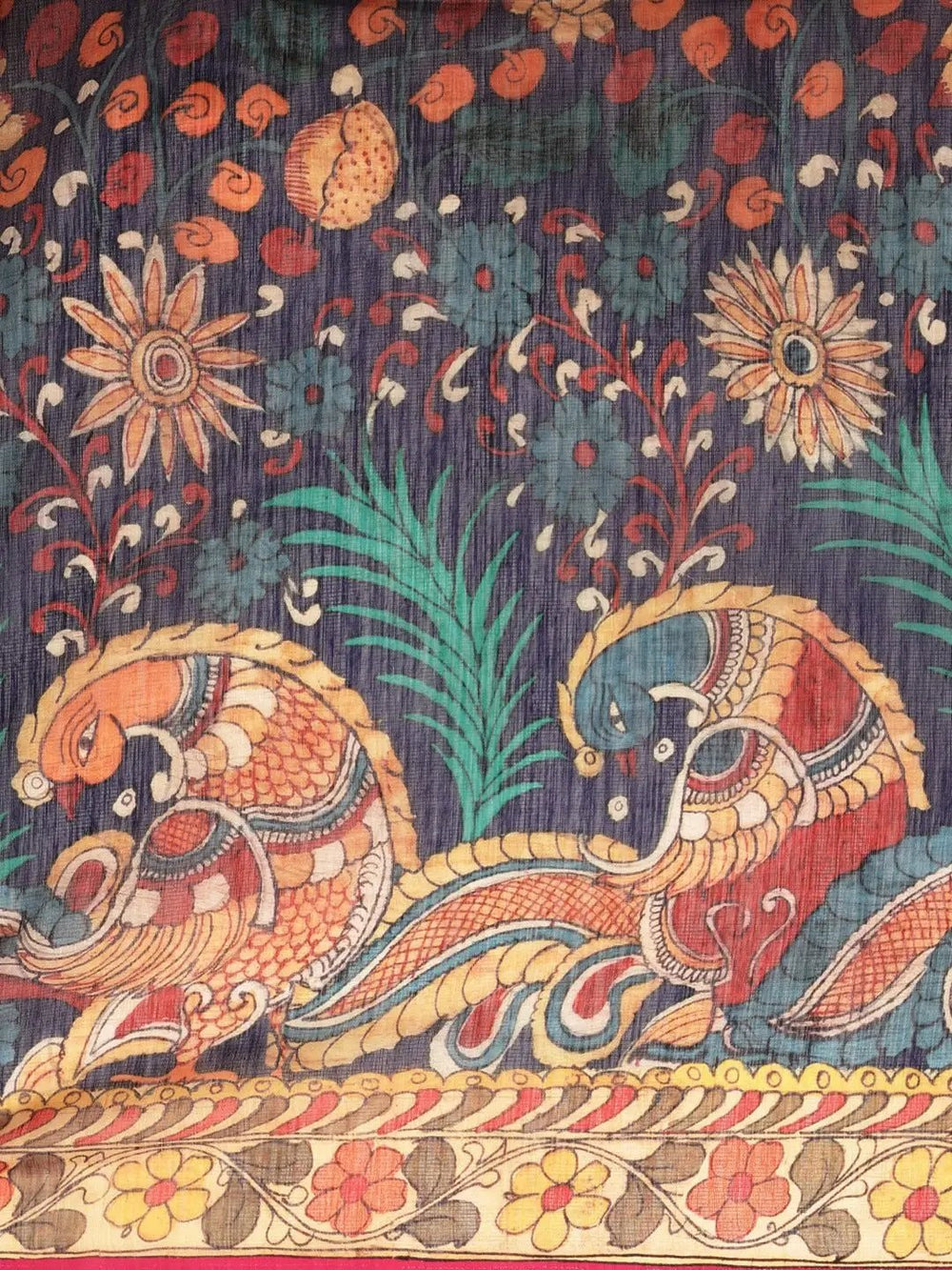 Digital Print Kalamkari Linen Saree