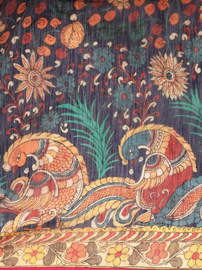 Digital Print Kalamkari Linen Saree