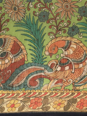  Latest Digital Print Kalamkari Linen Saree Collection