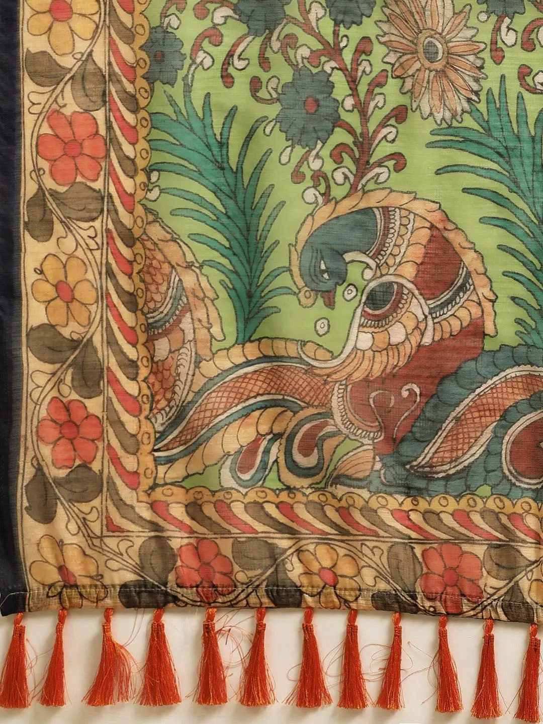  Latest Digital Print Kalamkari Linen Saree Collection