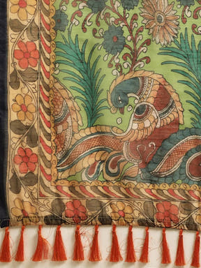  Latest Digital Print Kalamkari Linen Saree Collection