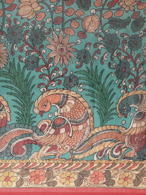 Digital Print Kalamkari Linen Saree
