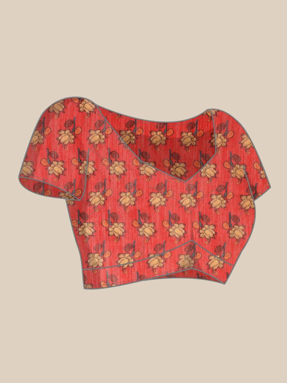 Digital Print Kalamkari Linen Saree