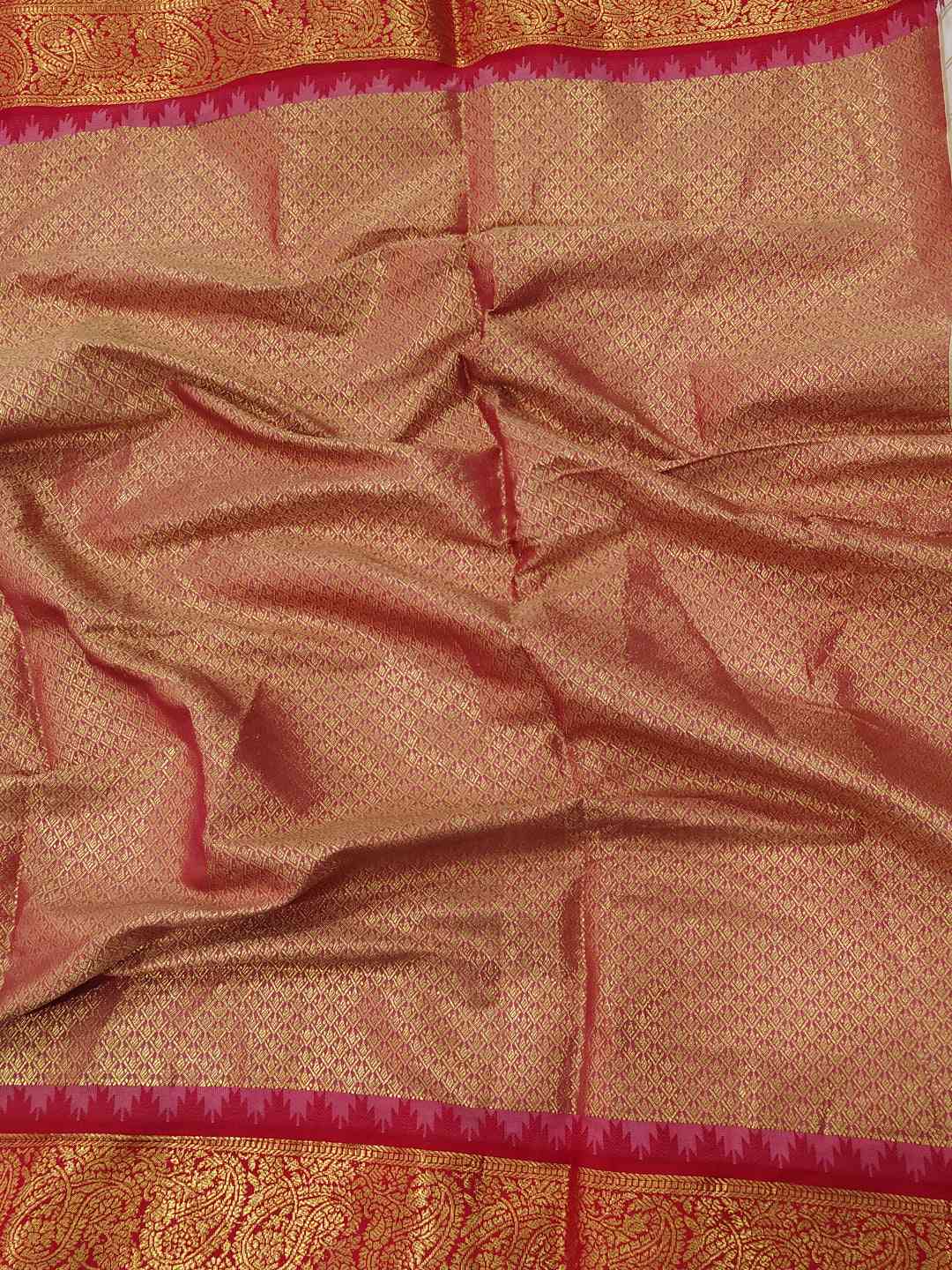 Close-up of Gadwal saree's intricate temple border