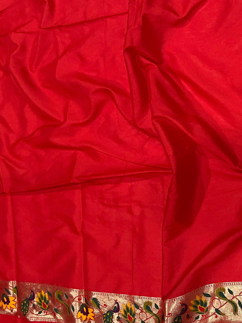 Red Silk Blend Woven Zari Work Paithani Saree