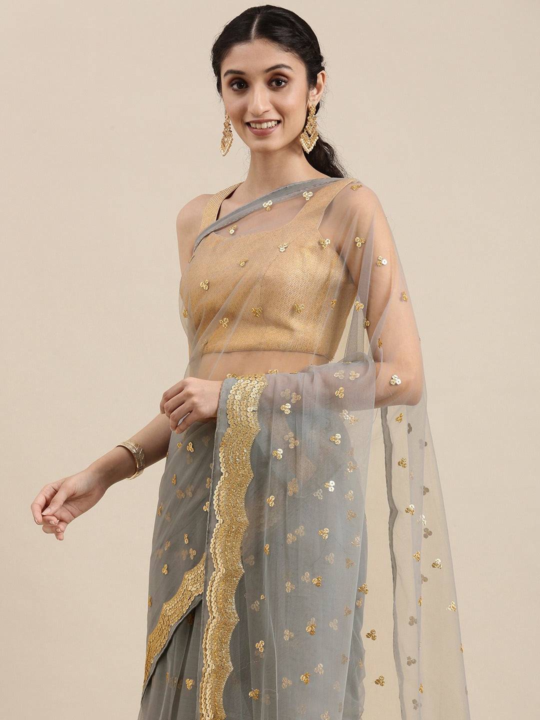 Soft Net Sequence Work Party Wear Saree
