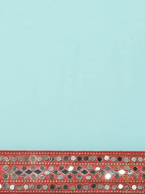 Soft Georgette With Mirror Work Border