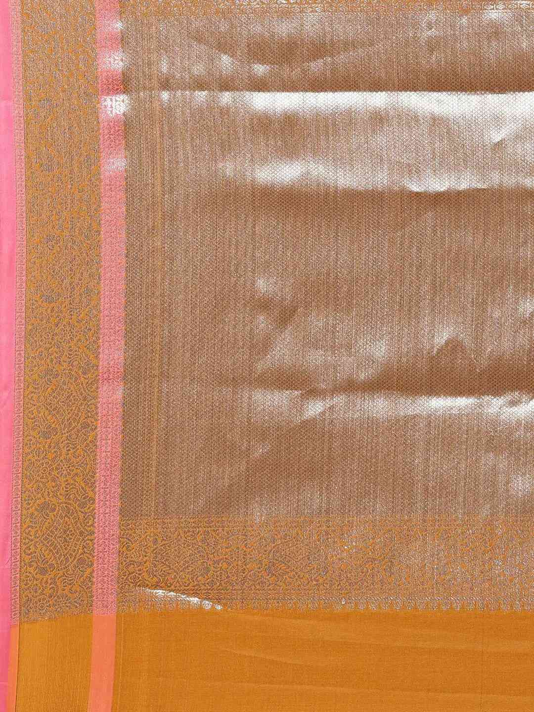 Mustard Colour Kanjivaram Zari Silk Saree with Ethnic Motifs