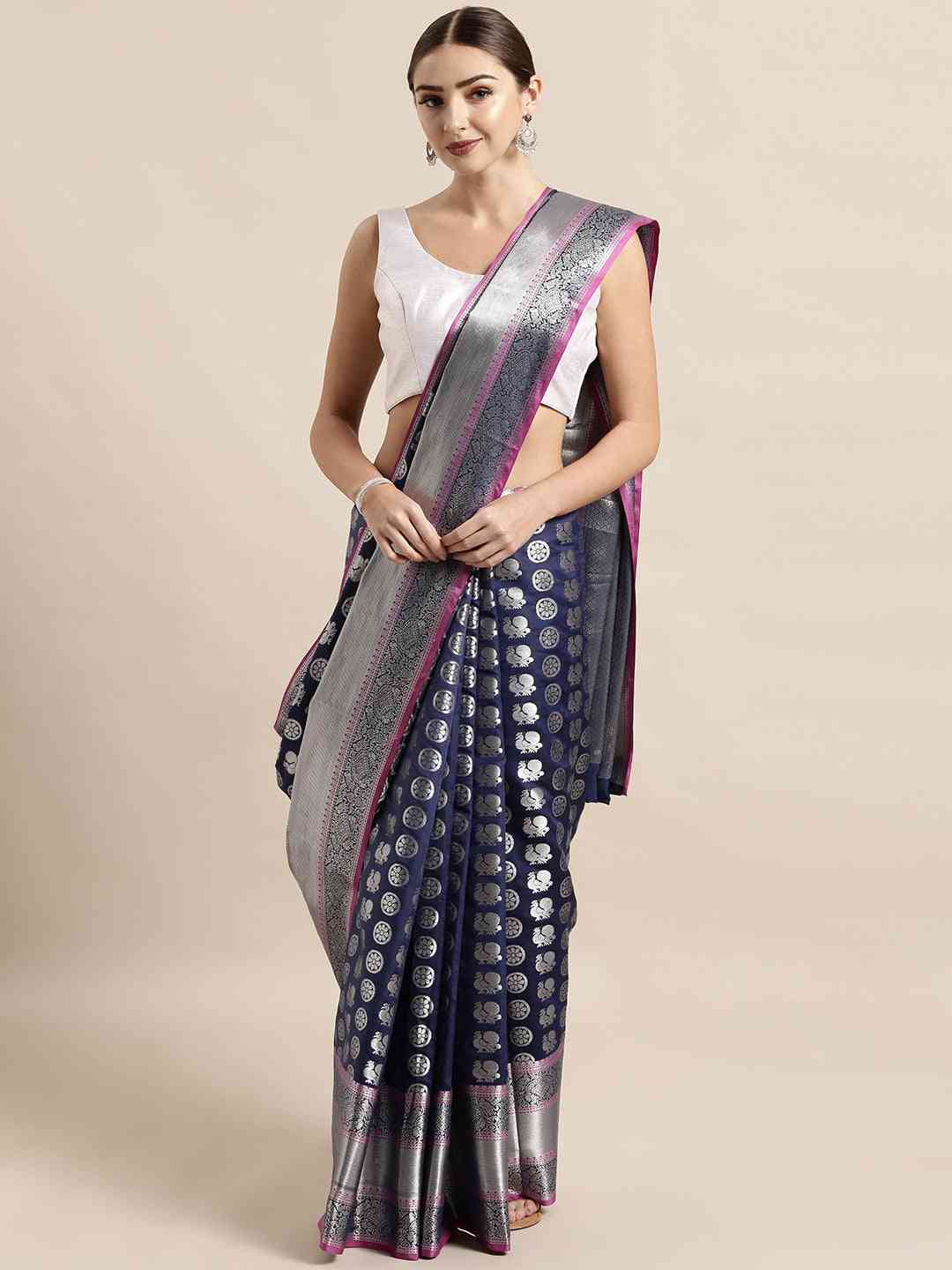 Exclusive Kanjivaram Zari Silk Saree with Ethnic Motifs