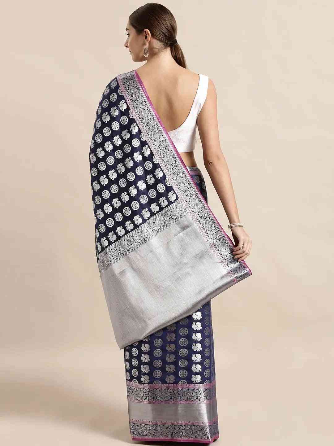 Exclusive Kanjivaram Zari Silk Saree with Ethnic Motifs