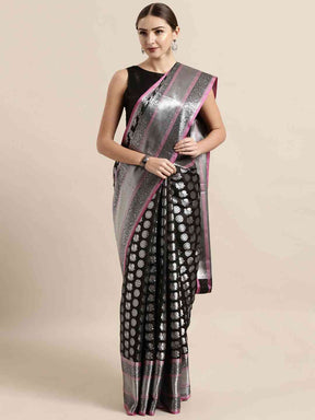  Kanjivaram Zari Silk Saree With Ethnic Motifs Work