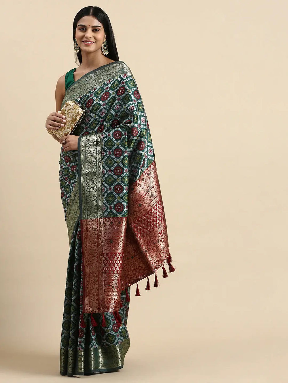 Patola Soft Silk Banarasi Saree With Zari border 
