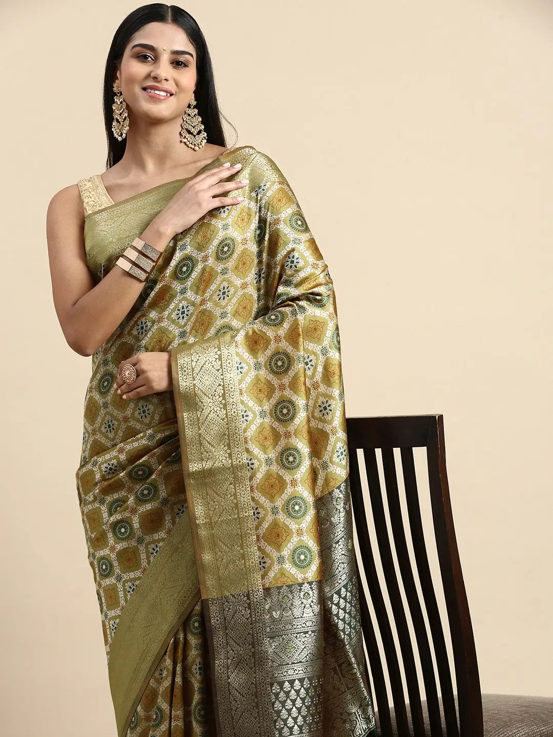 Patola Soft Silk Banarasi Saree With Zari border 