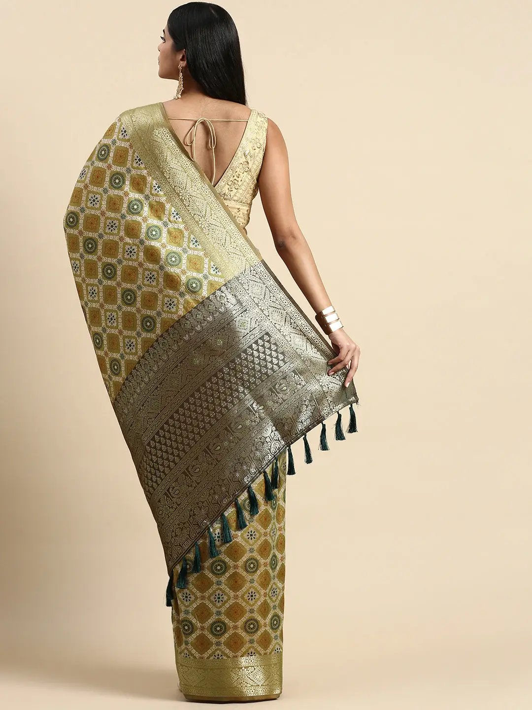 Patola Soft Silk Banarasi Saree With Zari border 