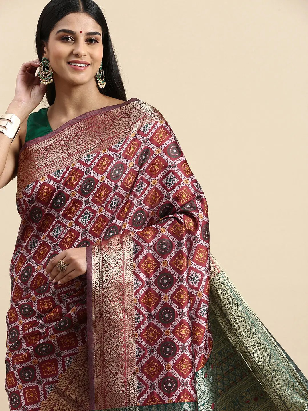 Patola Soft Silk Banarasi Saree With Zari border 