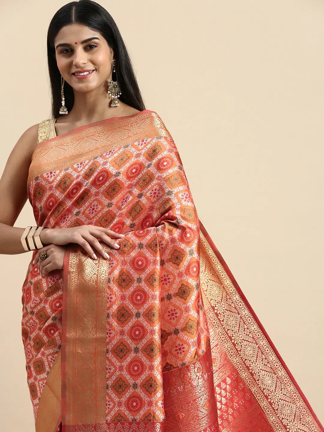 Patola Soft Silk Banarasi Saree With Zari border 