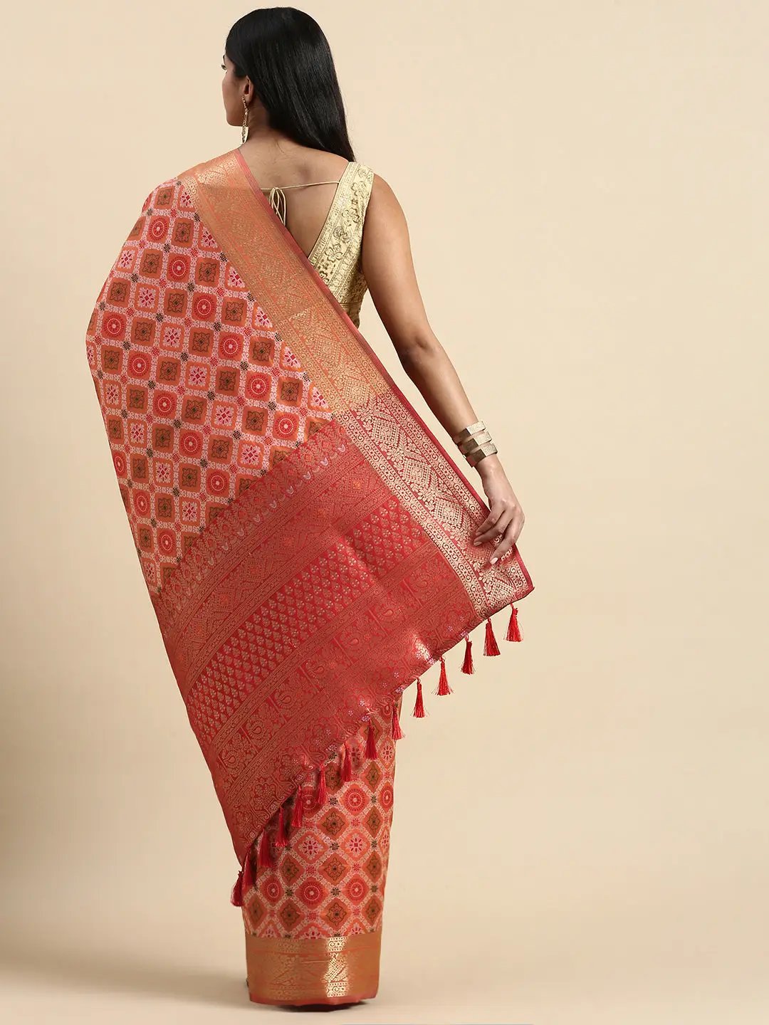 Patola Soft Silk Banarasi Saree With Zari border 