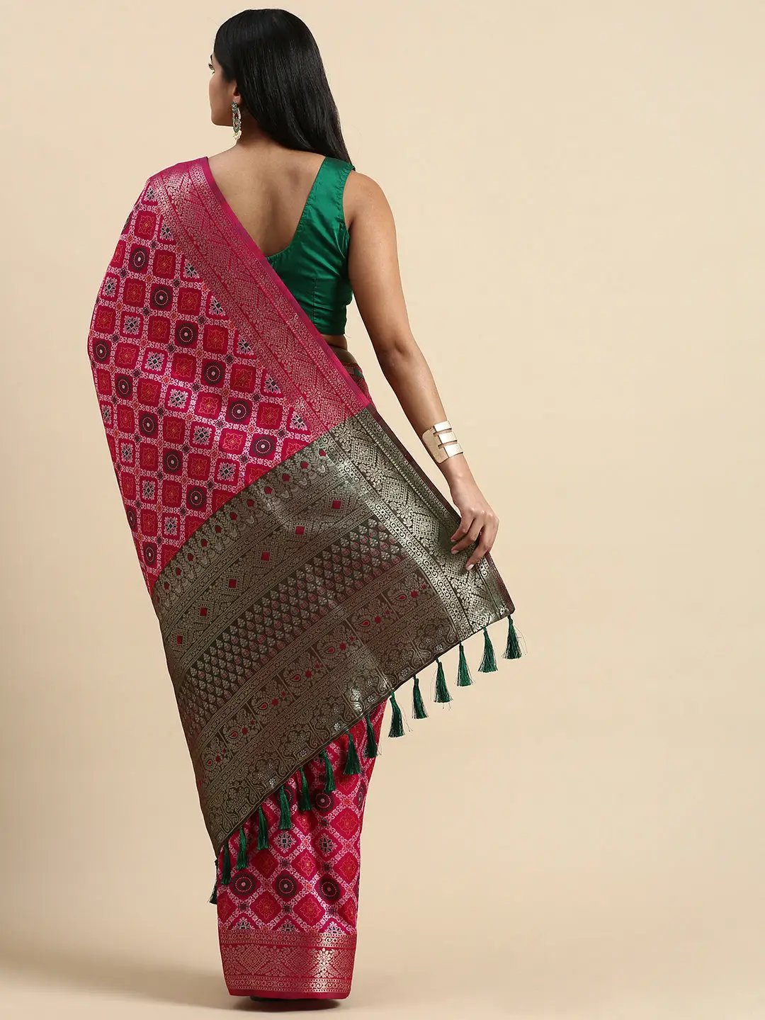 Patola Soft Silk Banarasi Saree With Zari border 