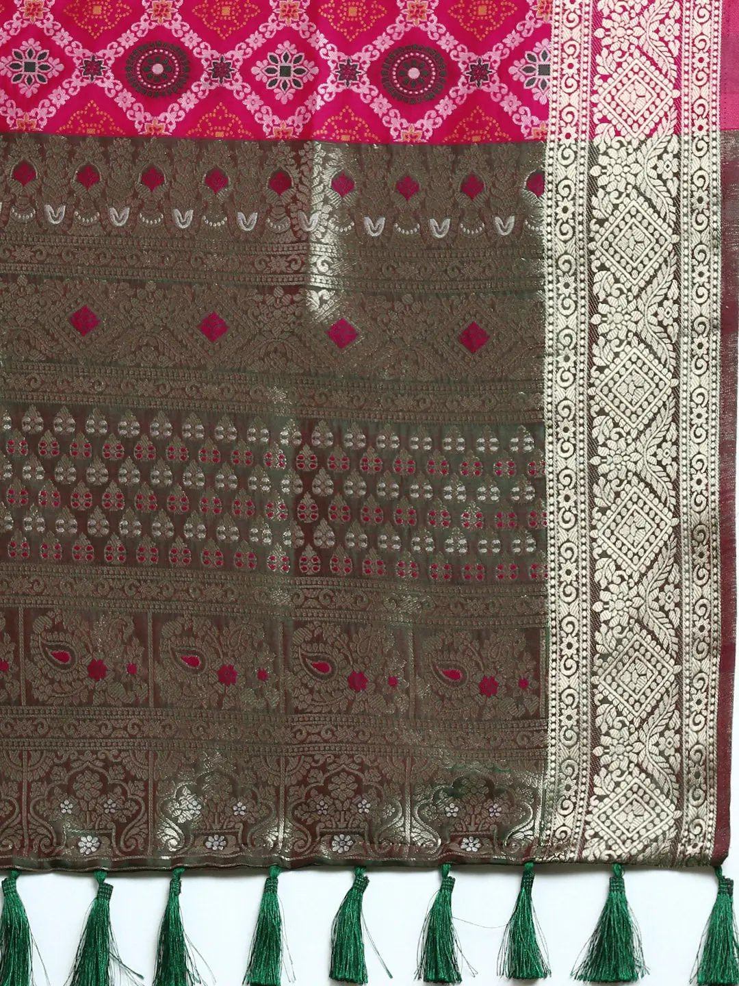 Patola Soft Silk Banarasi Saree With Zari border 