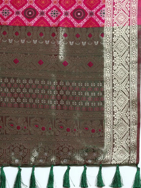 Patola Soft Silk Banarasi Saree With Zari border 