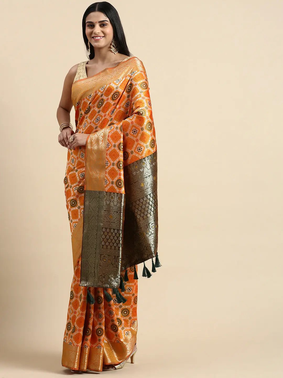 Patola Soft Silk Banarasi Saree With Zari border 