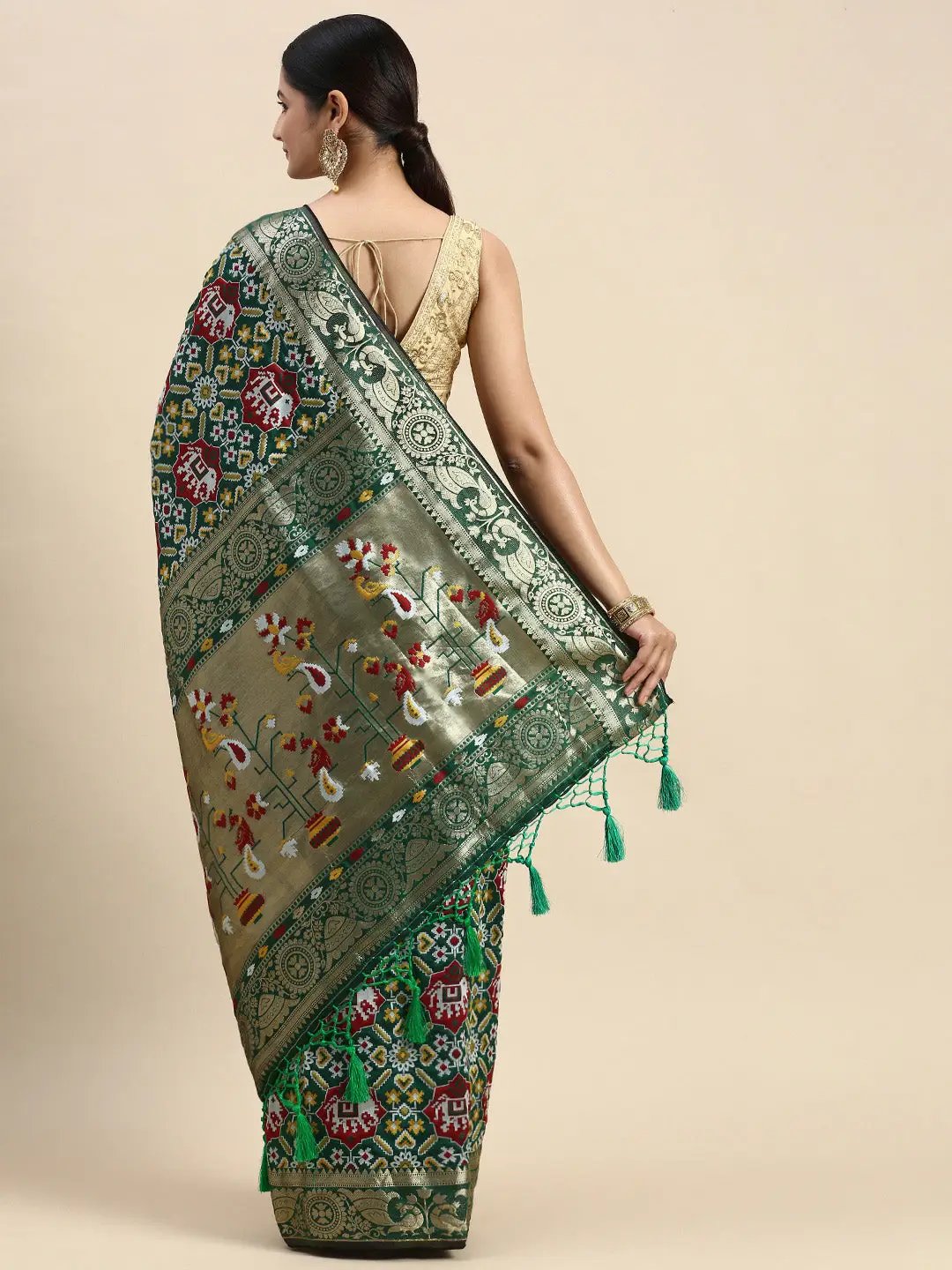 Patola Soft Silk Banarasi Saree With Zari border 