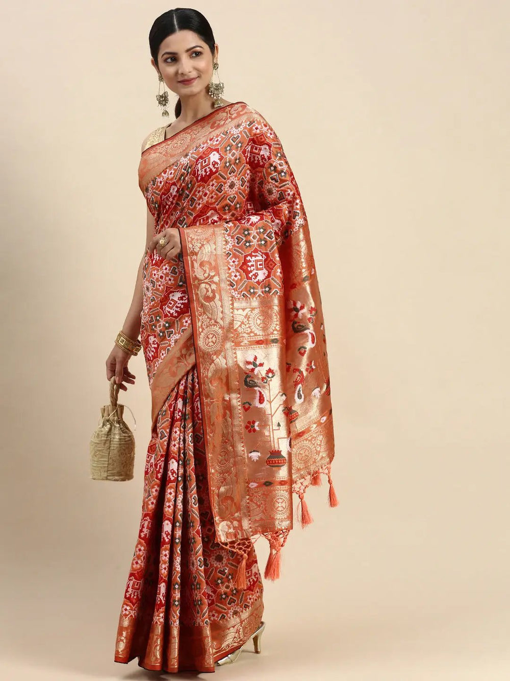  Patola Soft Silk Banarasi Saree With Zari border 