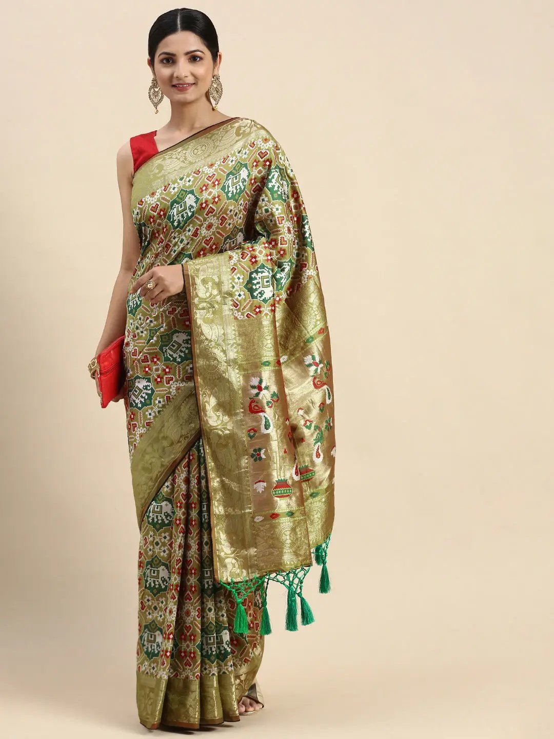 Patola Soft Silk Banarasi Saree With Zari border 