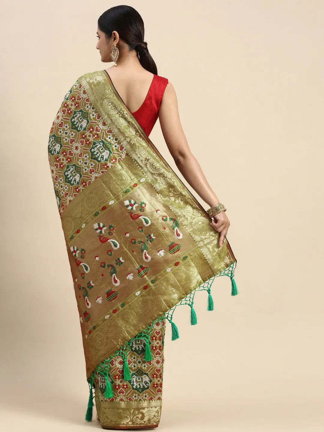 Patola Soft Silk Banarasi Saree With Zari border 
