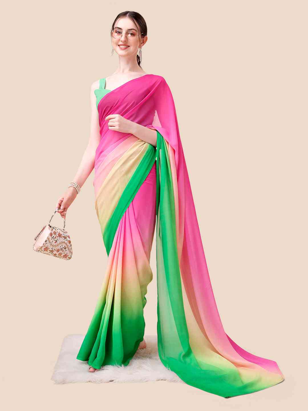 Soft Georgette Bollywood Ombre design  Saree