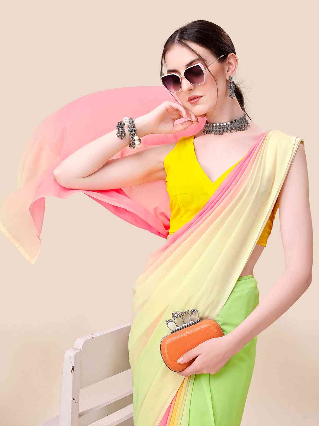 Soft Georgette Bollywood Ombre design  Saree