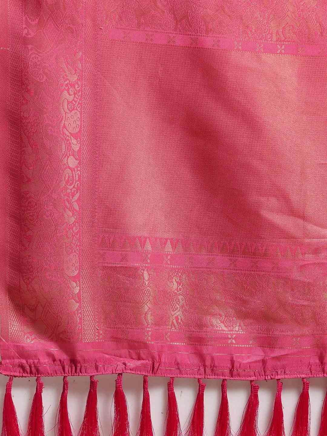 Black Colour Banarasi Silk Saree With Ethnic Motifs Work