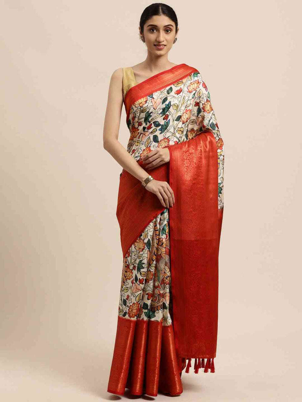 Kalamkari Print Pattu Banarasi Silk Saree| Vastranand