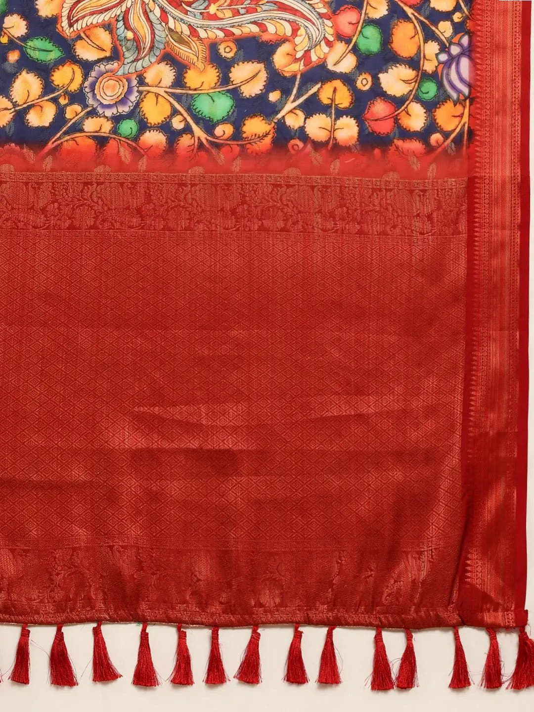 Kalamkari Zari Work Kanjivaram Saree