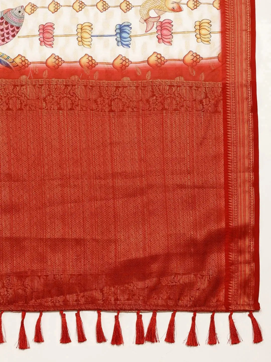 Kalamkari Zari Work Silk Blend Kanjivaram Saree 