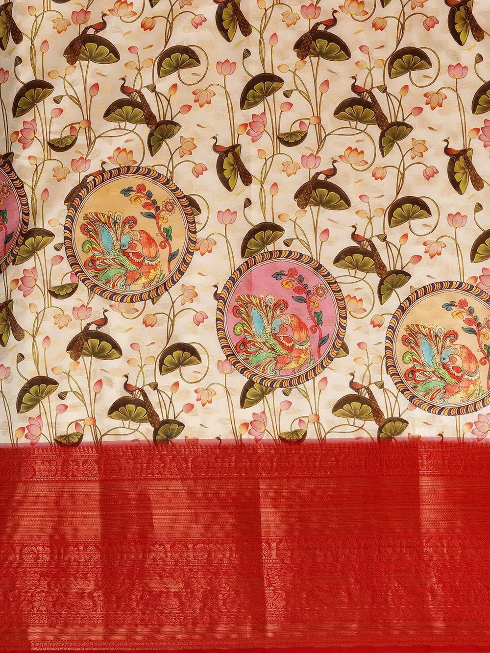 Kanjeevaram Silk Saree with Kalamkari Print | Vastranand