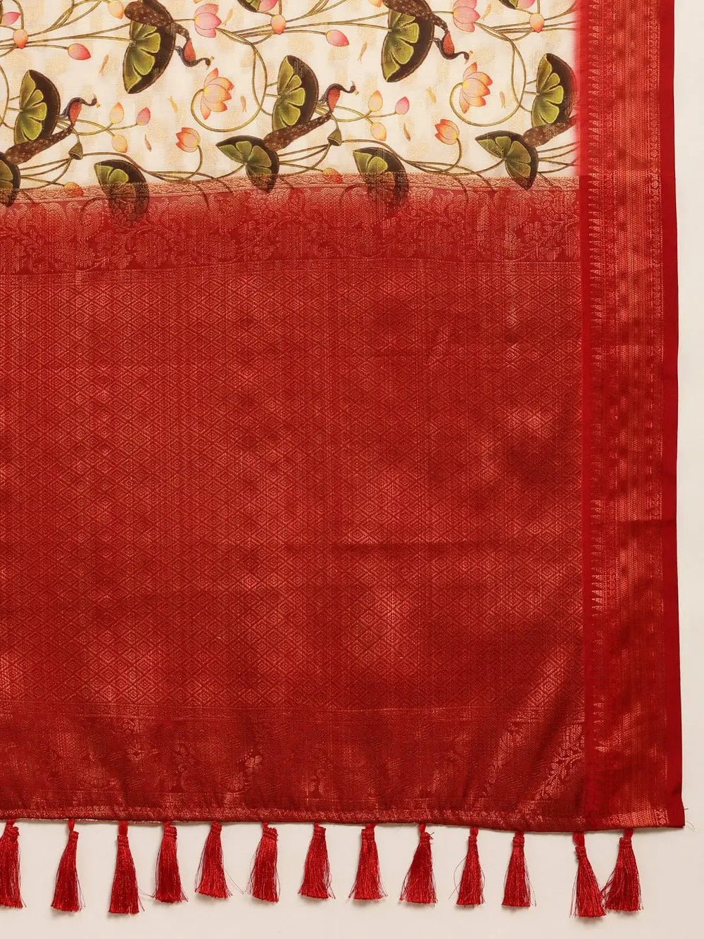 Kanjeevaram Silk Saree with Kalamkari Print | Vastranand