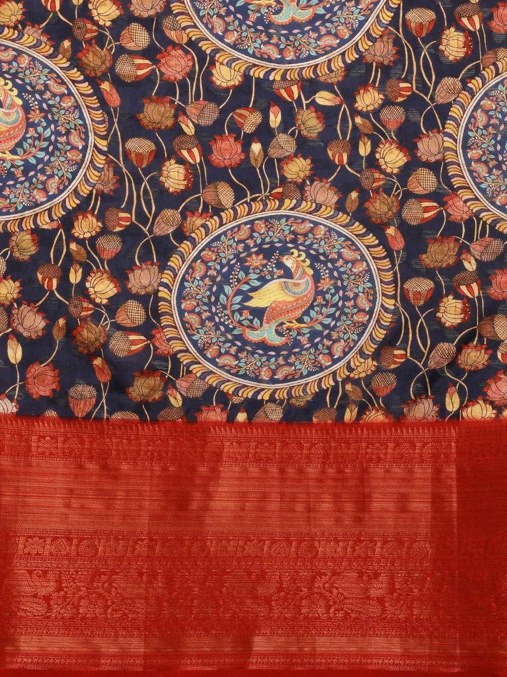 Beautiful Kalamkari Zari Work Silk Blend Kanjivaram Saree 