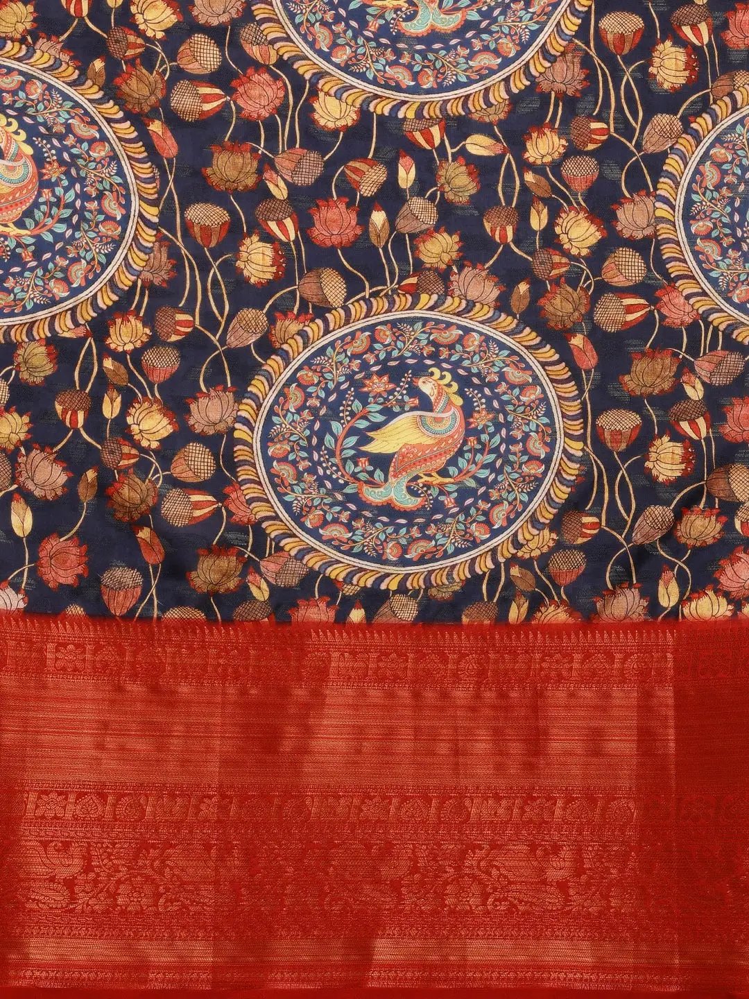 Beautiful Kalamkari Zari Work Silk Blend Kanjivaram Saree 