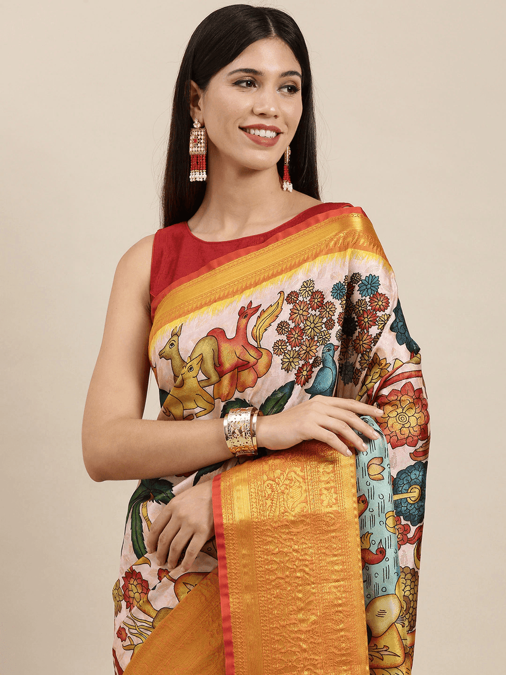  Silk Saree With Digital Kalamkari Print Pattu Vastranand 