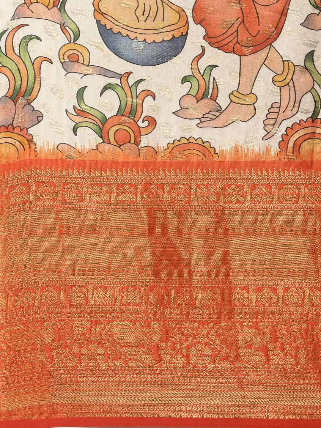 Soft Linen Kalamkari Block Print Sarees