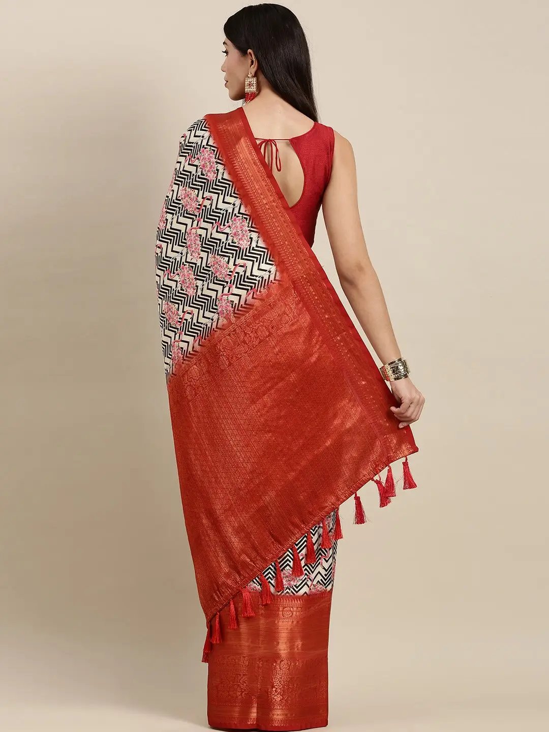 Digital Kalamkari Print Pattu Banarasi Silk Saree
