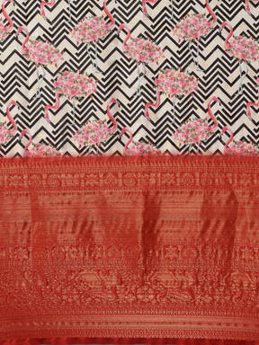 Digital Kalamkari Print Pattu Banarasi Silk Saree