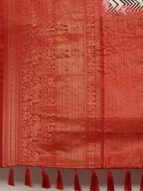 Digital Kalamkari Print Pattu Banarasi Silk Saree