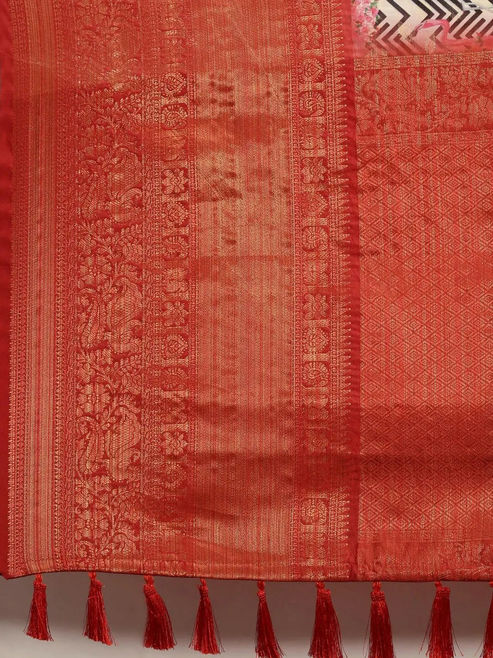 Digital Kalamkari Print Pattu Banarasi Silk Saree