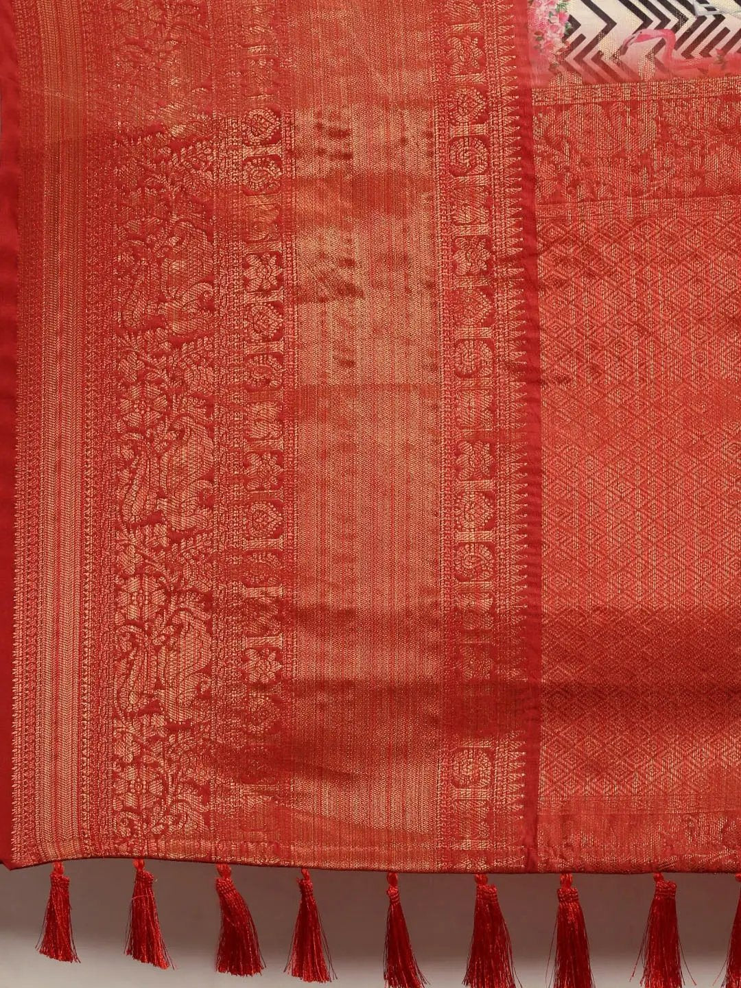 Digital Kalamkari Print Pattu Banarasi Silk Saree