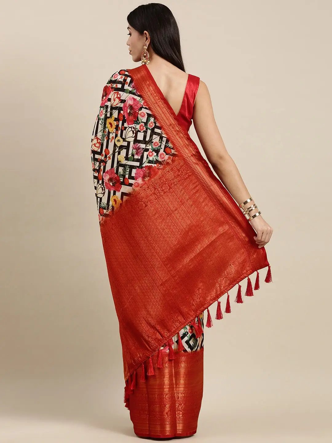 Digital Kalamkari Print Pattu Banarasi Silk Saree