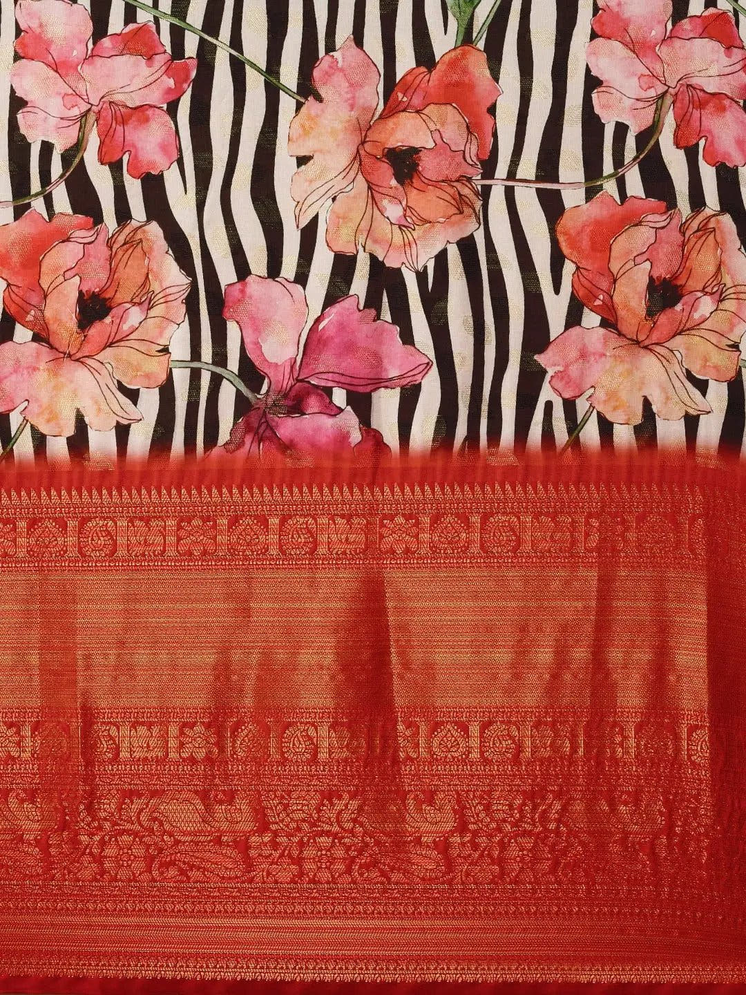 Digital Kalamkari Print Pattu Banarasi Silk Saree
