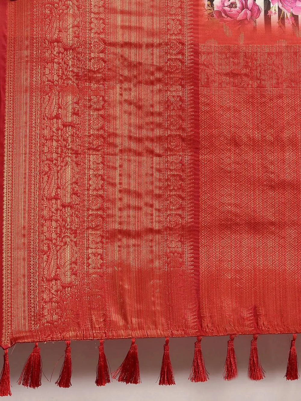 Digital Kalamkari Print Pattu Banarasi Silk Saree